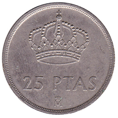 25 Spanish Pesetas coin (type 1975 to 1984)