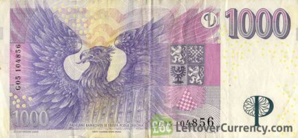 1000 Czech Koruna banknote series 2008 reverse
