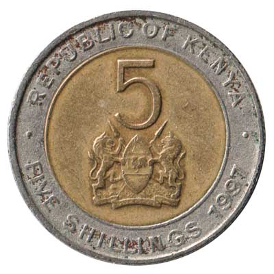 5 Kenyan Shillings coin obverse