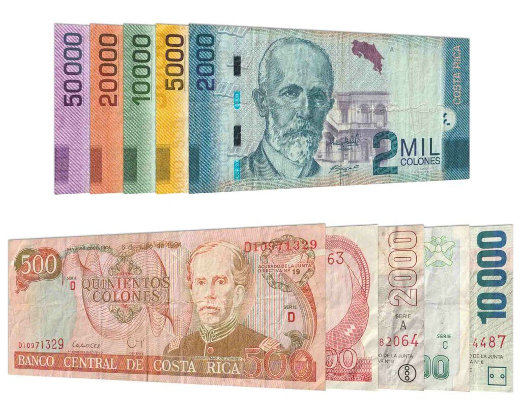 withdrawn Costa Rican Colones banknotes series