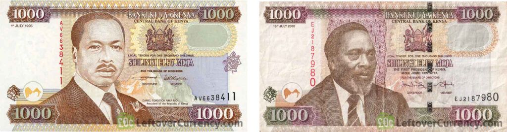 demonetised 1000 Kenyan Shilling banknotes