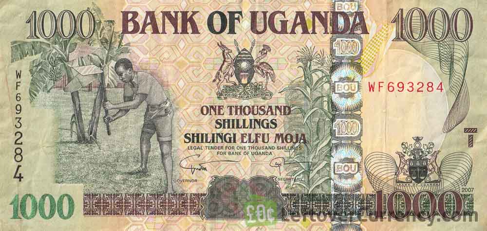 1000 Ugandan Shillings banknote (banana tree)