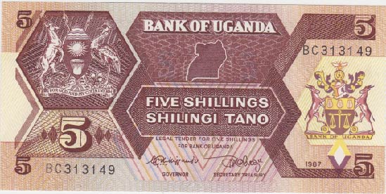 5 Ugandan Shillings banknote (wildlife)