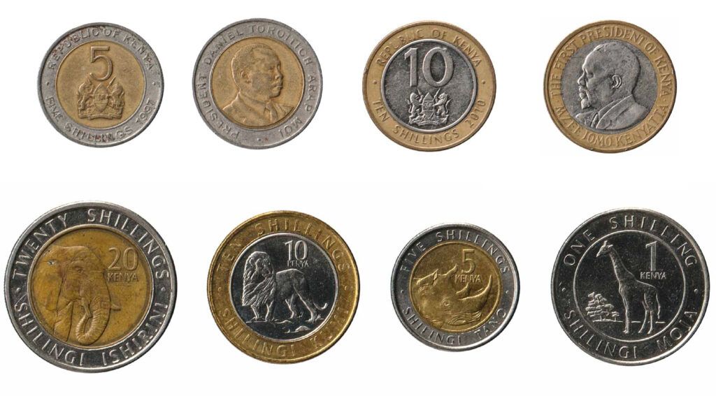 old and new Kenyan Shilling coins
