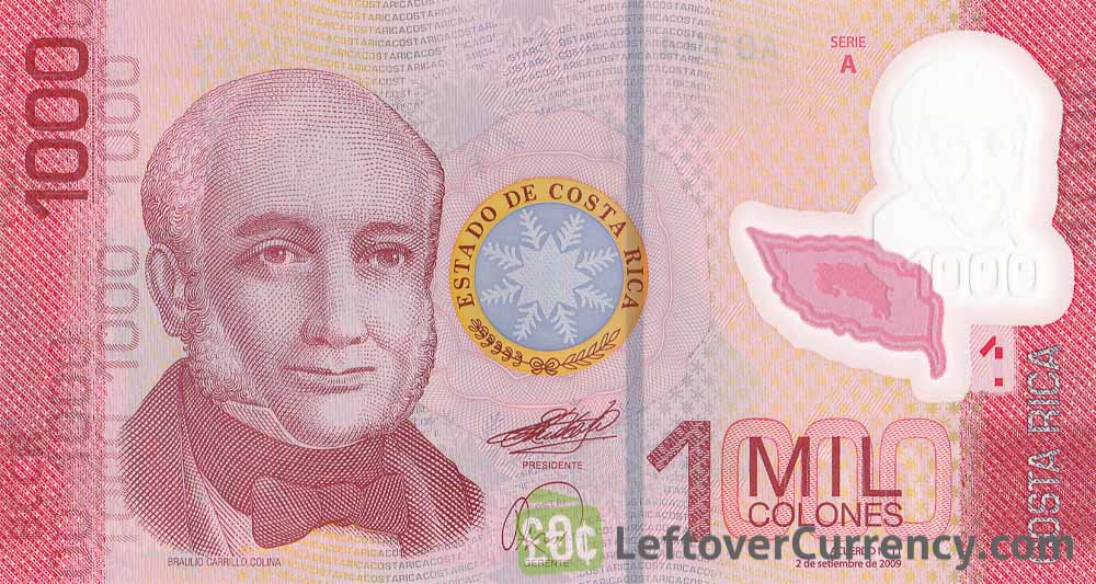 1000 Costa Rican Colones polymer banknote (white tailed deer)