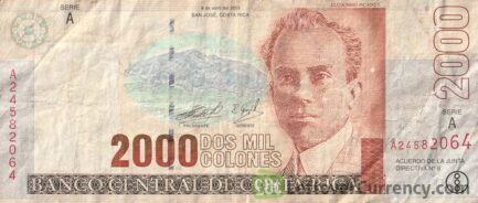 2000 Costa Rican Colones banknote (Clodomiro Picado Twight)