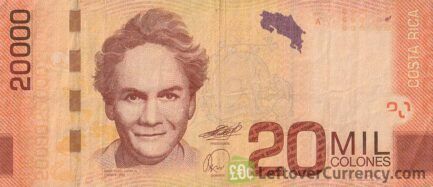 20000 Costa Rican Colones paper banknote (Chispita hummingbird)