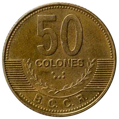 50 Costa Rican Colones coin