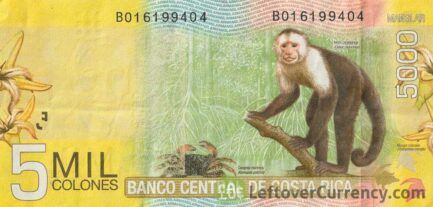 5000 Costa Rican Colones paper banknote (Capuchin monkey)
