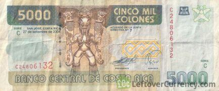 5000 Costa Rican Colones banknote (rainforest)
