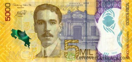 5000 Costa Rican Colones polymer banknote (Alfredo González Flores)