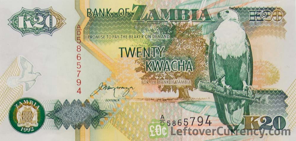 20 Zambian Kwacha banknote (1992)