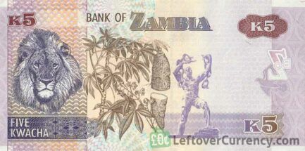 5 Zambian Kwacha banknote (Lion)