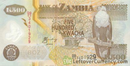 500 Zambian Kwacha banknote (Elephant - polymer)
