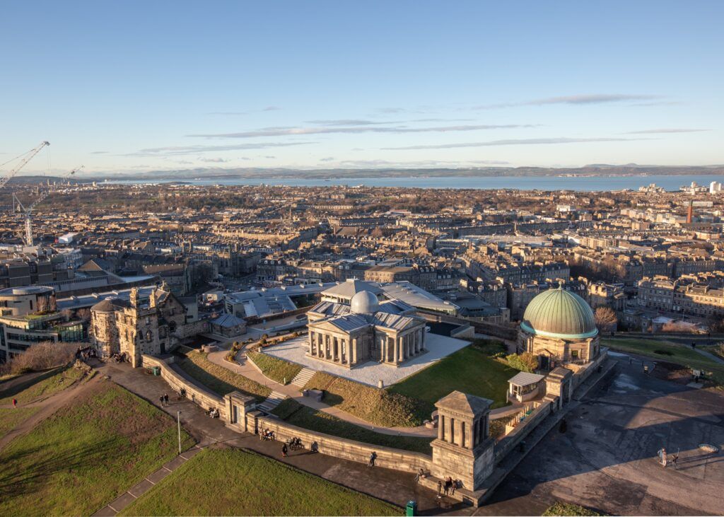 birds eye view view of Edinburgh and the observatory