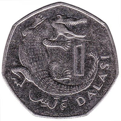 1 Dalasi coin Gambia (crocodile)