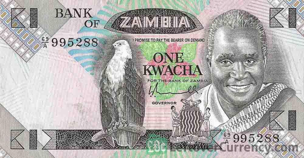 1 Zambian Kwacha banknote (President Kenneth Kaunda type 1980)