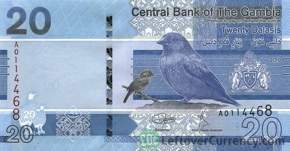 20 Gambian Dalasis banknote (Agricultural machine) obverse