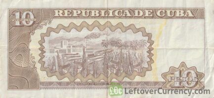 10 Cuban Pesos banknote (Maximo Gomez) reverse