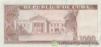 1000 Cuban Pesos banknote (Julio Antonio Mella) reverse
