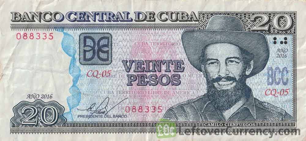 20 Cuban Pesos banknote (Camilo Cienfuegos) obverse