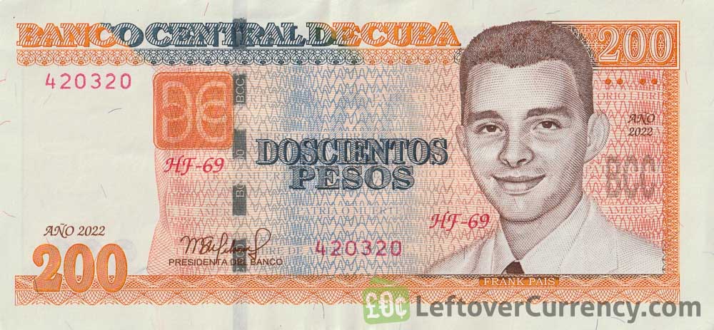 200 Cuban Pesos banknote (Franc Pais) obverse