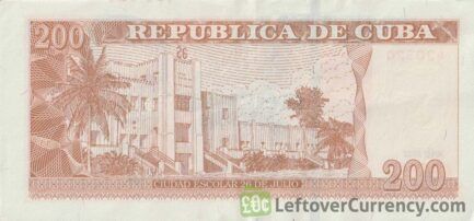 200 Cuban Pesos banknote (Franc Pais) reverse
