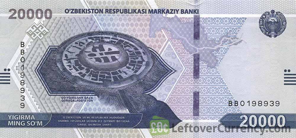 20000 Uzbekistani Som banknote (Jonbox-qal’a) obverse