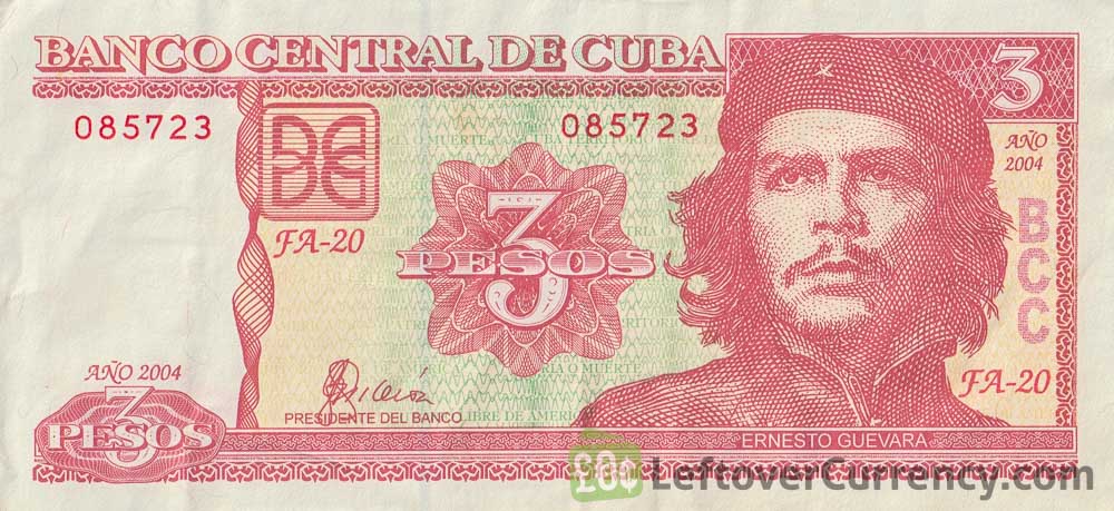 3 Cuban Pesos banknote (Ernesto 'Che' Guevara) obverse