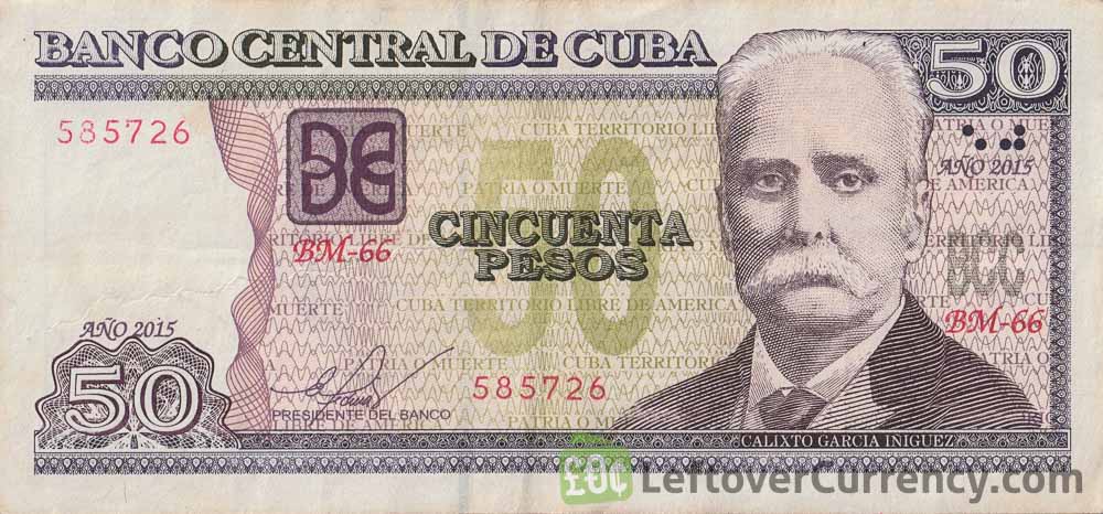 50 Cuban Pesos banknote (Calixto Garcia Iniguez) obverse