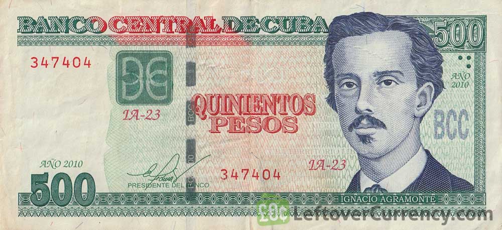 500 Cuban Pesos banknote (Ignacio Agramonte) obverse
