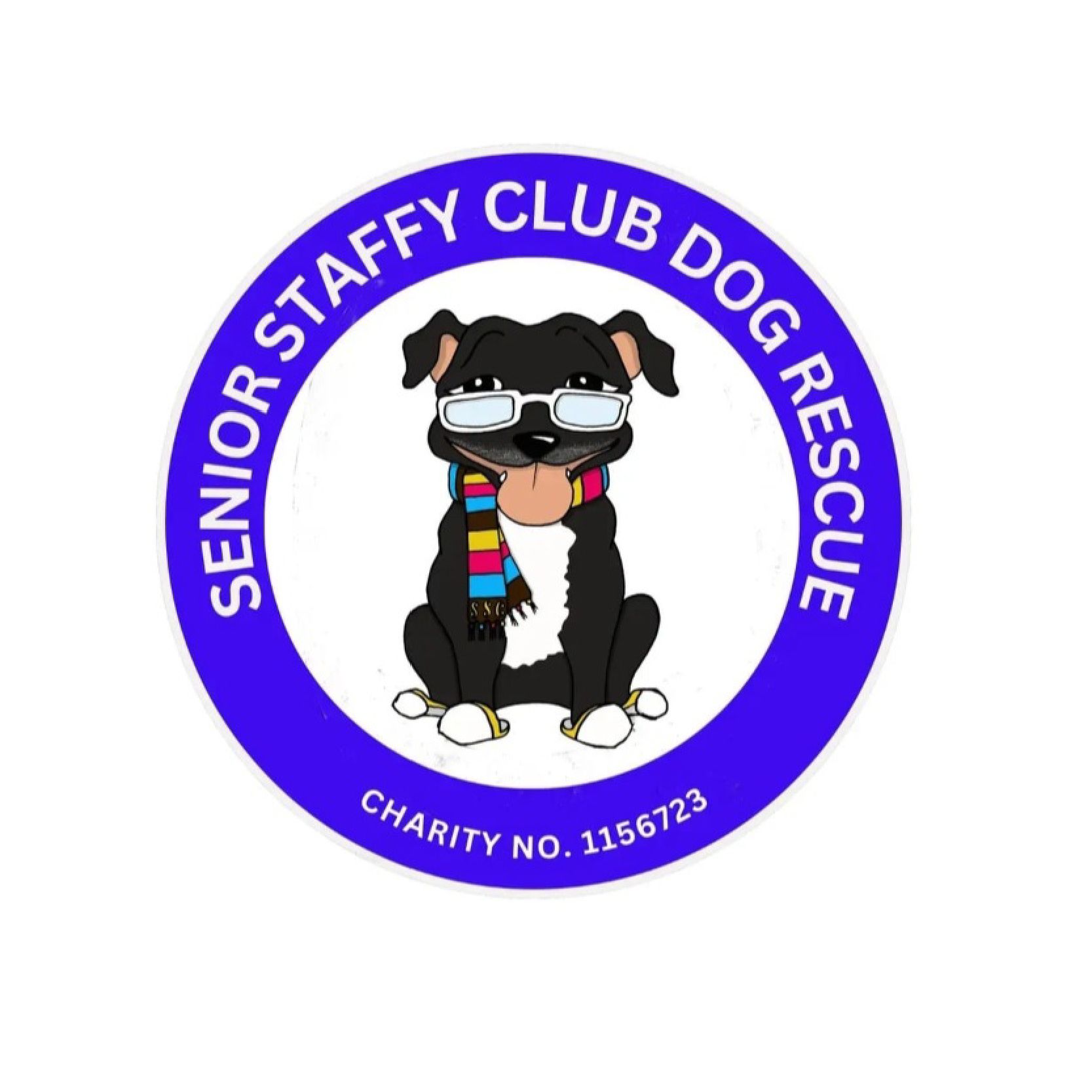 Senior Staffy club dog square logo