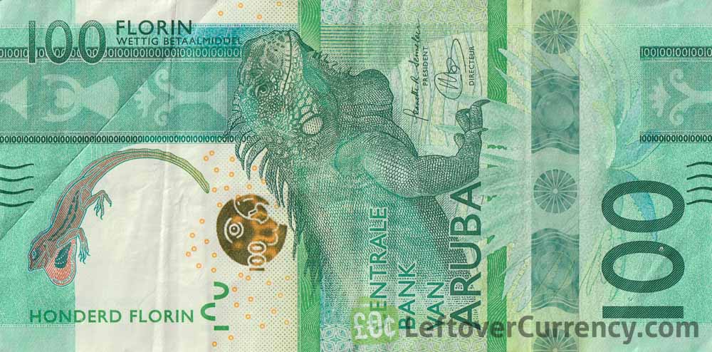 100 Aruban Florin banknotes (Iguana)