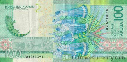 100 Aruban Florin banknotes (Iguana)