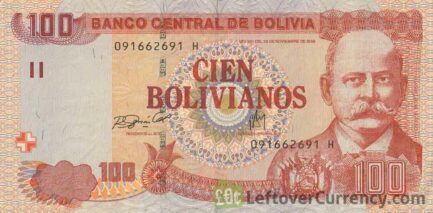 100 Bolivian Bolivianos banknote (René Moreno) obverse side