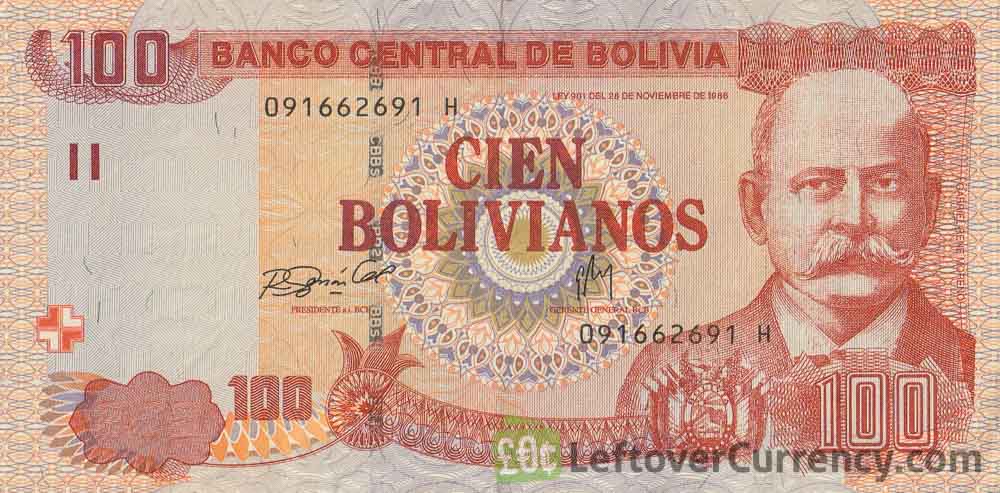 100 Bolivian Bolivianos banknote (René Moreno) obverse side