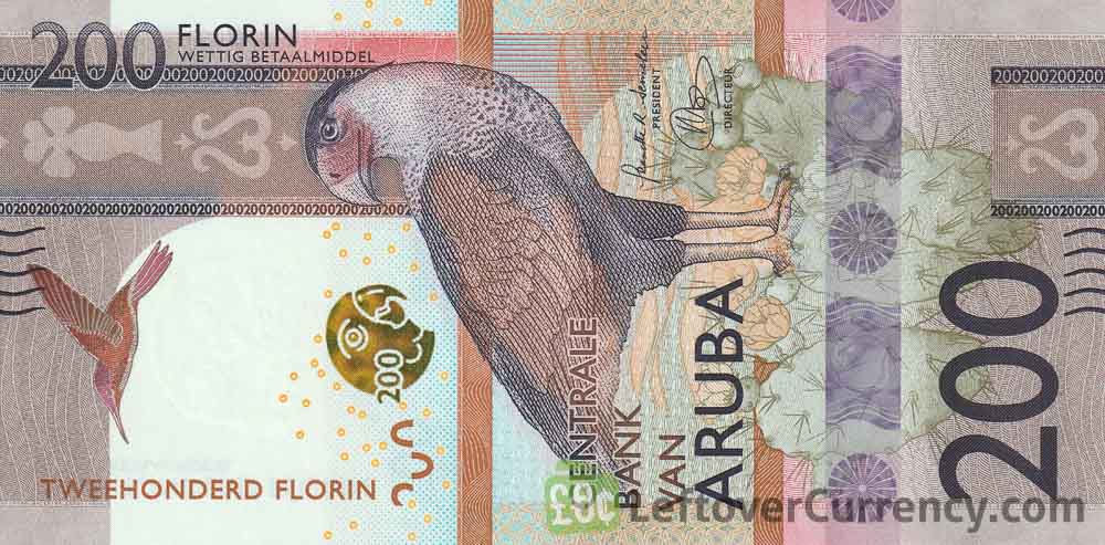 200 Aruban Florin banknotes (Crested caracara)