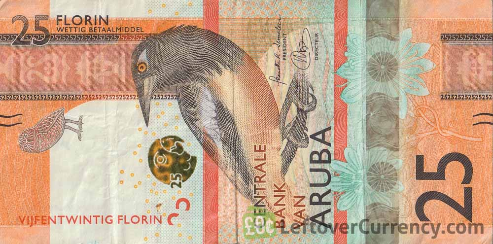 25 Aruban Florin banknotes (Troupial)