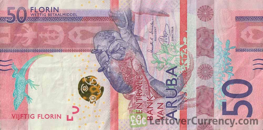 50 Aruban Florin banknotes (Red land crab)