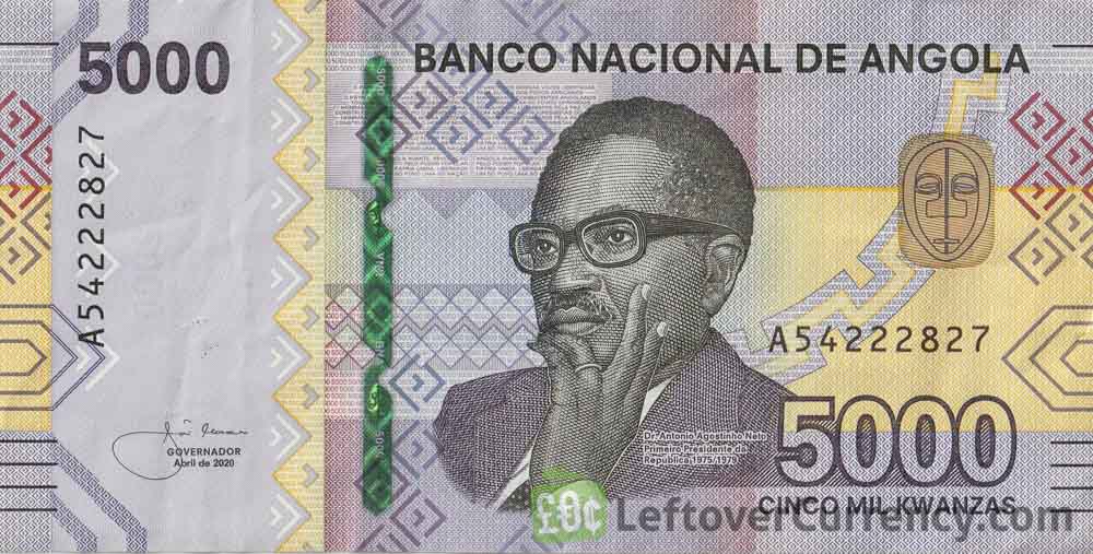 5000 Angolan Kwanza banknote (Kulumbimbi Cathedra)