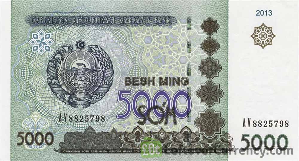 5000 Uzbekistani Som banknote (National Assembly building)