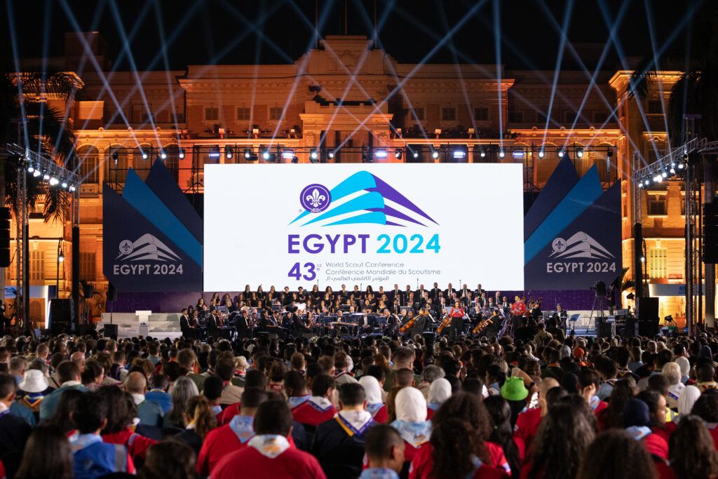 Opening ceremony. day 1, World Scout Conference, Cairo, 2024. Photo by Enrique Leon