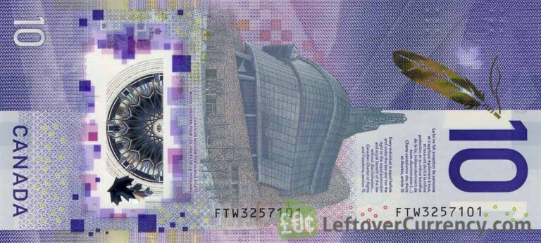 10 Canadian Dollars polymer (Viola Desmond) - Exchange today