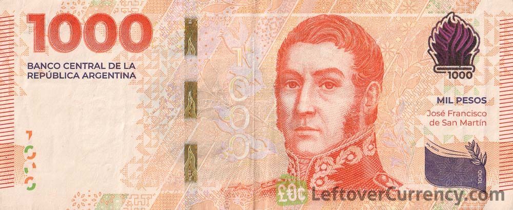 1000 Argentine Pesos banknote (José Francisco de San Martín) 