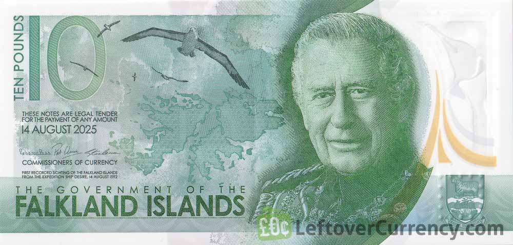 10 Falkland Islands pound polymer banknote (King Charles III)