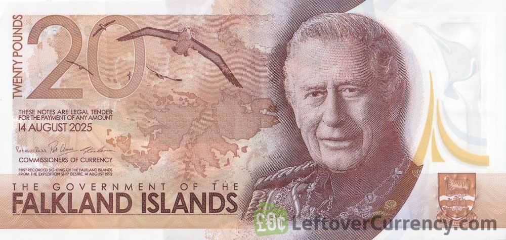 20 Falkland Islands pound polymer banknote (King Charles III)