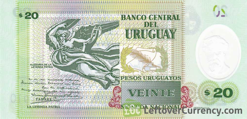 20 Uruguayan Peso polymer banknote (Juan Zorrilla de San Martín)