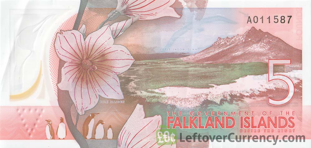 5 Falkland Islands pound polymer banknote (King Charles III)