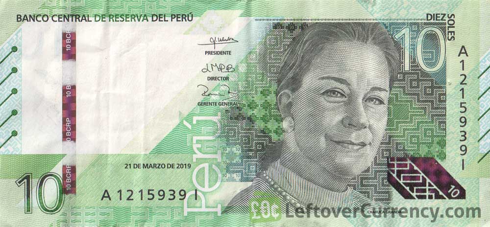 10 Peruvian Soles banknote (Chabuca Granda)