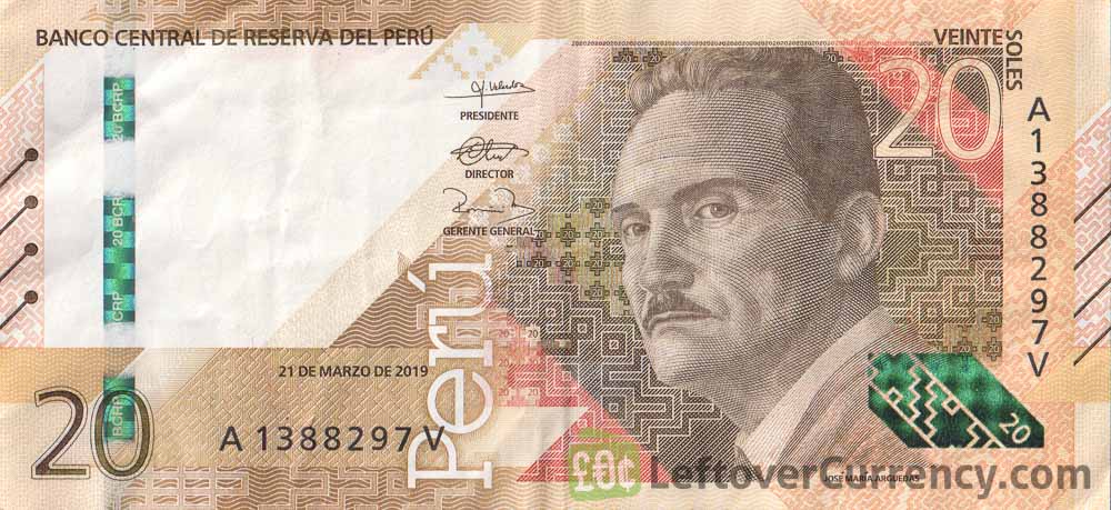 20 Peruvian Soles banknote (José María Arguedas)